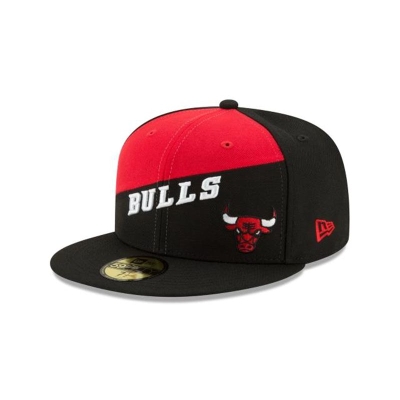 Black Chicago Bulls Hat - New Era NBA Color Split 59FIFTY Fitted Caps USA5176023